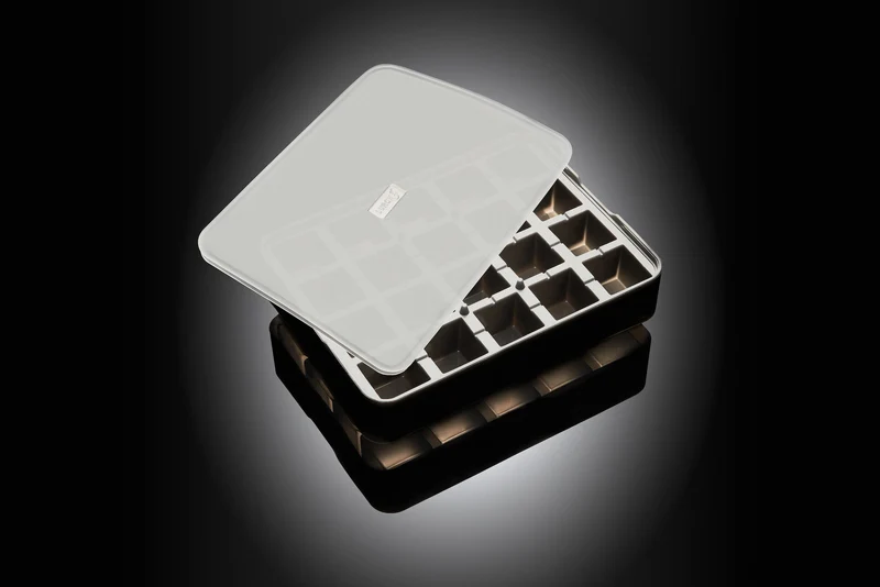 LURCH ICE FORMER Würfel 3cm schwarz transparent Eiswürfelform mit Deckel