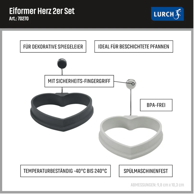 LURCH 'Eierformer Herz 2er Set light iron/grey'