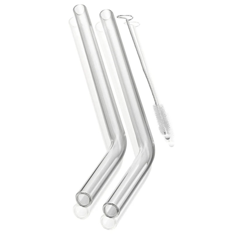 Gefu, Glastrinkhalm FUTURE, 23cm, gebogene Form, 4 Stück mit Bürste