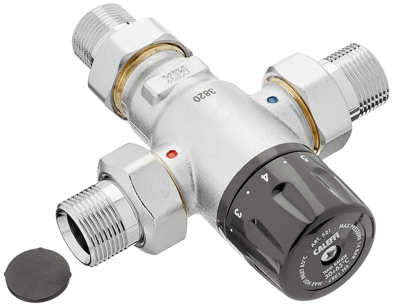 Caleffi 521500 Thermomischer 3/4 Zoll 30 - 65 °C Verkalkungsunempfindlich Einstellbar Entzinkungsfreies