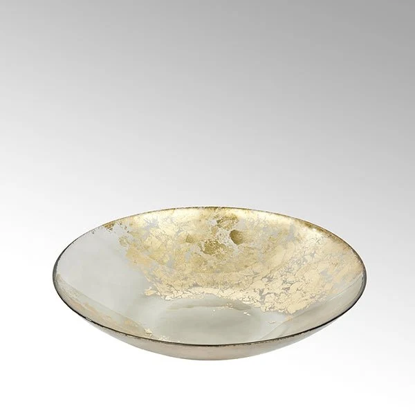 Lambert, Hediye, Glasschale, grau-gold, D32,5 x H2,5cm