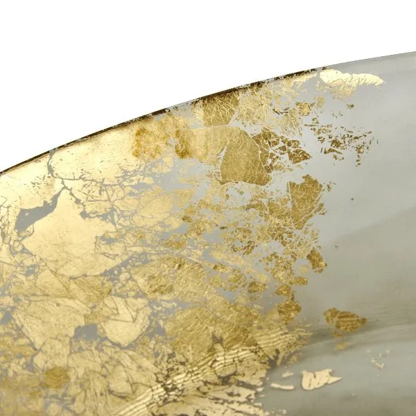 Lambert, Hediye, Glasschale, grau-gold, D32,5 x H2,5cm