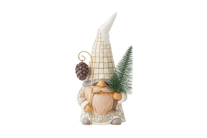 Jim Shore - Figur 'White Woodland Gnome with Sisal Tree - Gnome mit Sisalbaum - 17,5cm' 2024