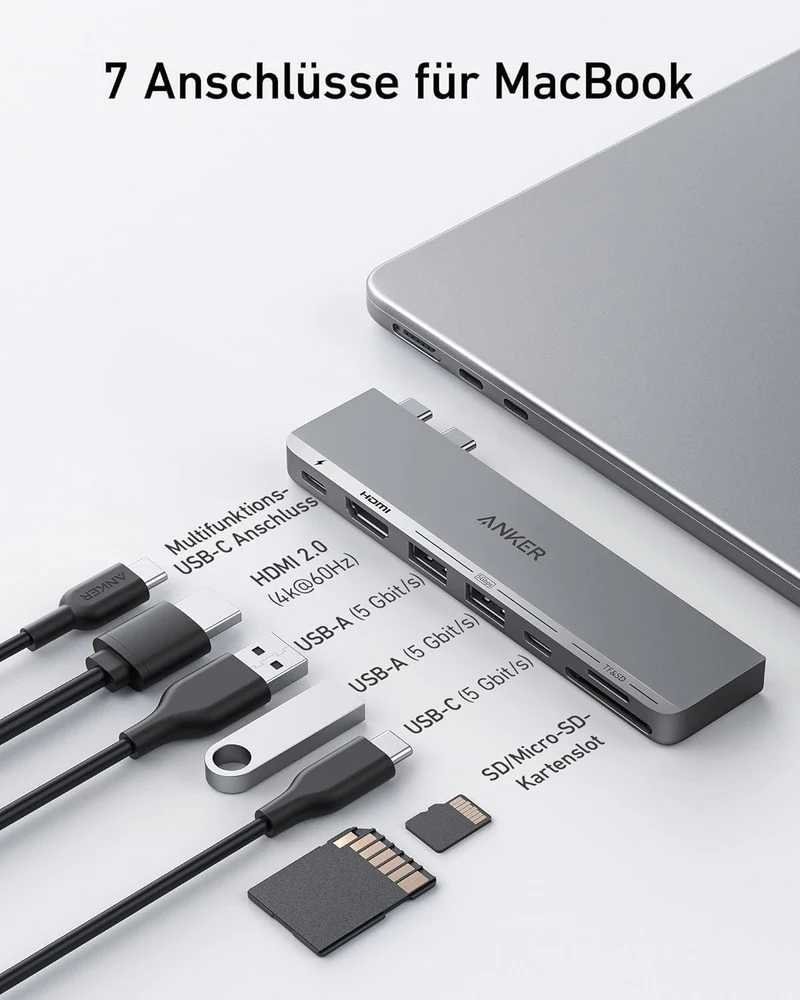 Anker 547 USB-C Hub (7-in-2) mit 4K HDMI Display für MacBook