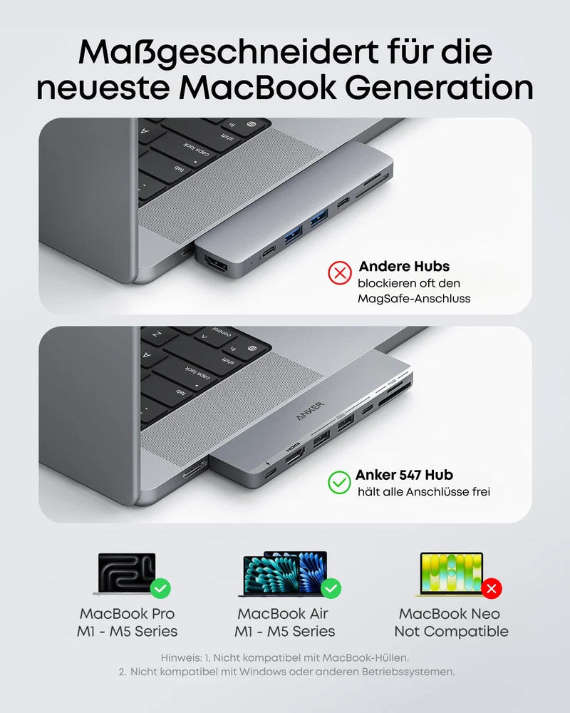 Anker 547 USB-C Hub (7-in-2) mit 4K HDMI Display für MacBook