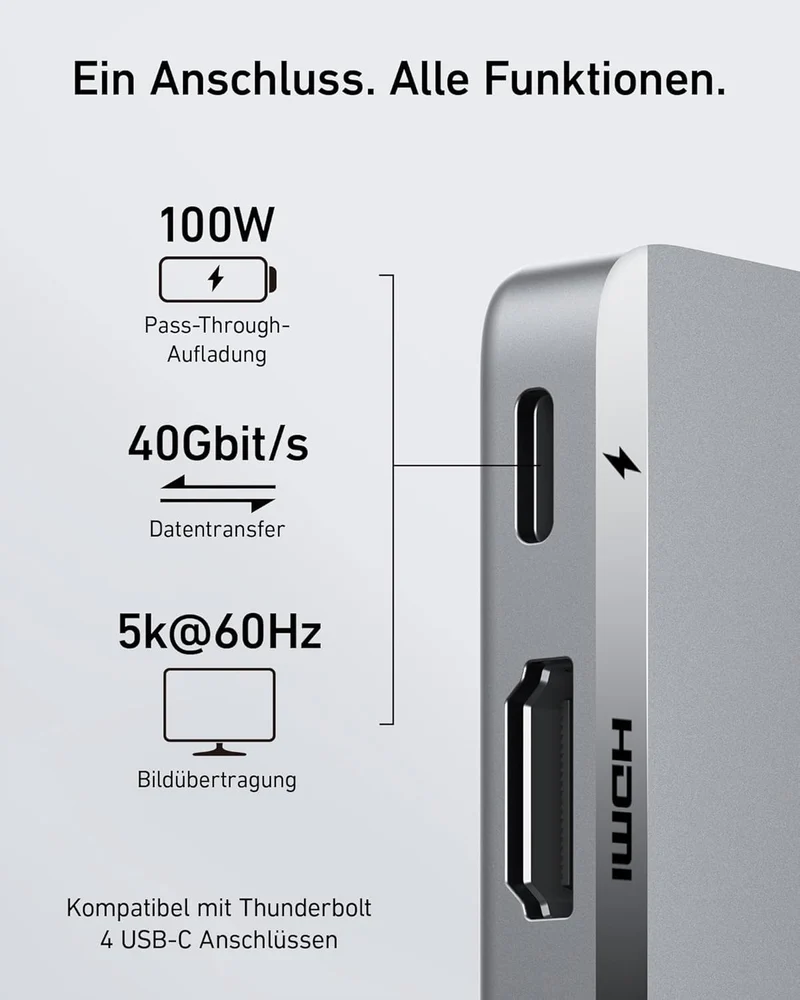 Anker 547 USB-C Hub (7-in-2) mit 4K HDMI Display für MacBook