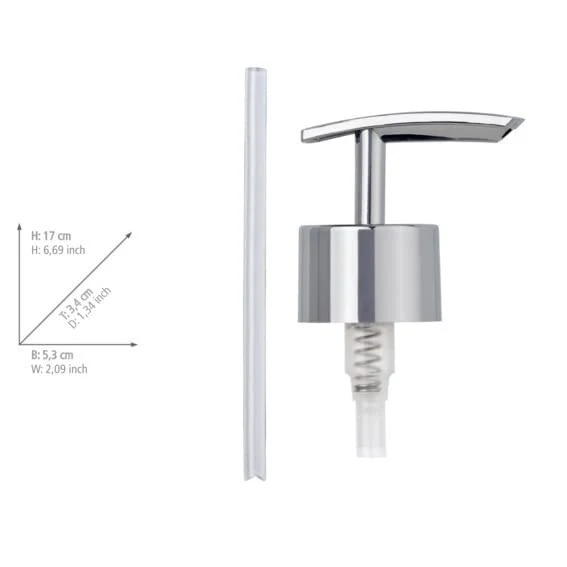 WENKO Ersatzpumpkopf Chrom Flach - Seifenpumpe, Kunststoff (ABS), 5.3 x 17 x 3.4 cm, Chrom, Silber