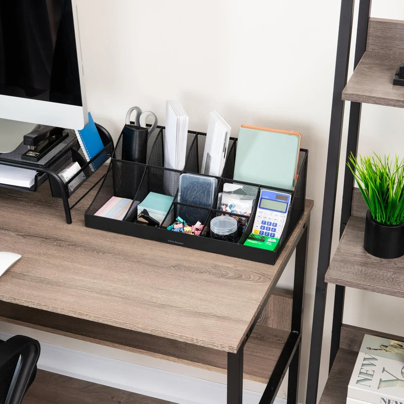 Mind Reader Network Collection, 11-Compartment Coffee Cup and Condiment Countertop Organizer, Metal Mesh, 17.875" L x 9.5" W x 6.625" H, Black
