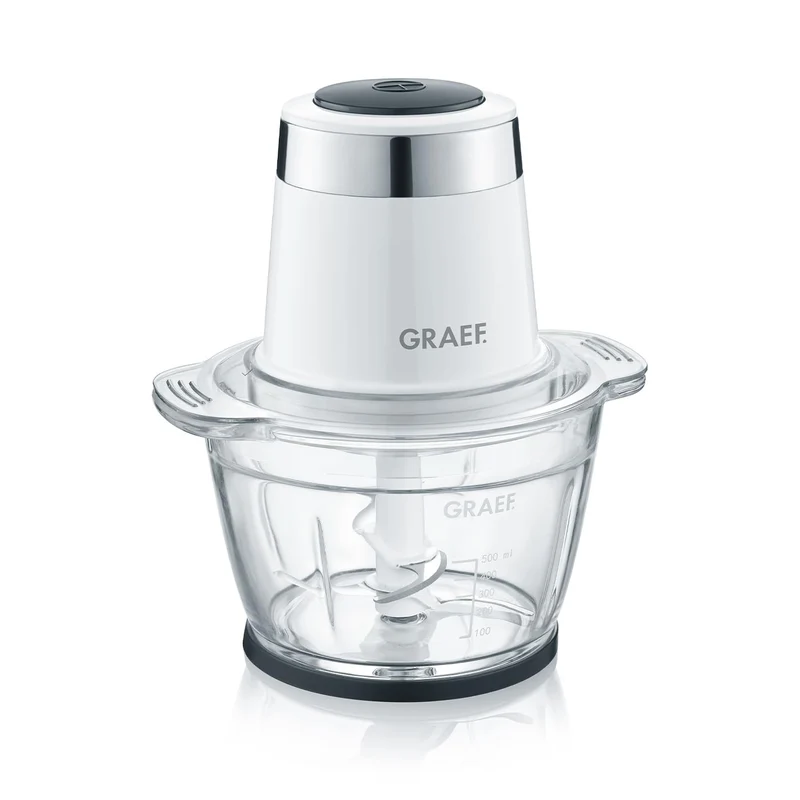 GRAEF Multi-Zerkleinerer CH501 Weiß Ideal zum Hacken, Schneiden und Mixen von Obst, Gemüse – Multi-Zerkleinerer