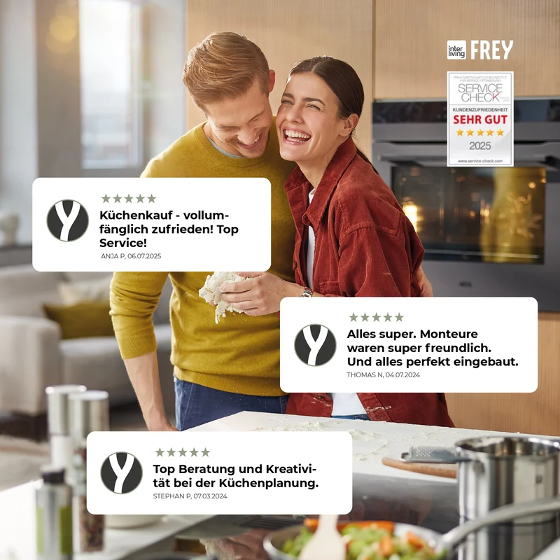 Wert-Küche Vivien T-Form mit Ansetztisch in Weiß – Küchenstudio FREY