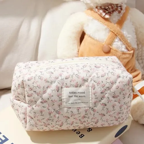 Blumenmuster Kulturtasche, Federmäppchen Bleistift, Kosmetiktasche, die Cartoon-Tasche ist Klein und süß und Kann als Spielzeugtasche, Schlüsseltasche Verwendet Werden, Geldtasche (Rosa)