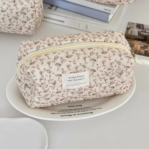 Blumenmuster Kulturtasche, Federmäppchen Bleistift, Kosmetiktasche, die Cartoon-Tasche ist Klein und süß und Kann als Spielzeugtasche, Schlüsseltasche Verwendet Werden, Geldtasche (Rosa)