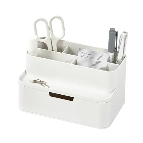 BLUE GINKGO Kompakter Schreibtisch-Organizer – kleine 5 Fächer, halbe Schublade – Stifthalter, Schreibwaren-Organizer für Schreibtisch, Schminktisch, Regal (hergestellt in Korea, Weiß)