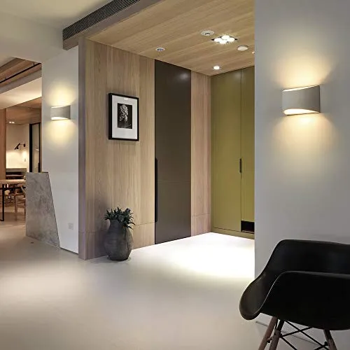 LED Wandleuchte Innen, 7W Weiß Gipsleuchte Modernes Design Wandlampe LED Licht Up und Down Wandlicht Spotlicht Warmweiß für Badezimmer, Wohnzimmer, Schlafzimmer, Flur (G9 LED Birne enthalten)