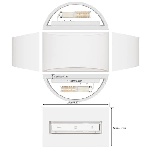 LED Wandleuchte Innen, 7W Weiß Gipsleuchte Modernes Design Wandlampe LED Licht Up und Down Wandlicht Spotlicht Warmweiß für Badezimmer, Wohnzimmer, Schlafzimmer, Flur (G9 LED Birne enthalten)