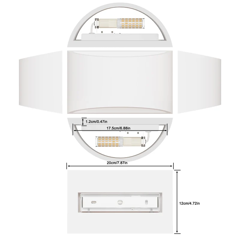 LED Wandleuchte Innen, 7W Weiß Gipsleuchte Modernes Design Wandlampe LED Licht Up und Down Wandlicht Spotlicht Warmweiß für Badezimmer, Wohnzimmer, Schlafzimmer, Flur (G9 LED Birne enthalten)