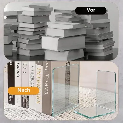 6er-Pack weiße Acryl-Buchstützen – rutschfest, stabil und leicht zu reinigen – ideal für Kinder, Schule und Büro (6, Weiß) (Transparentweiß)