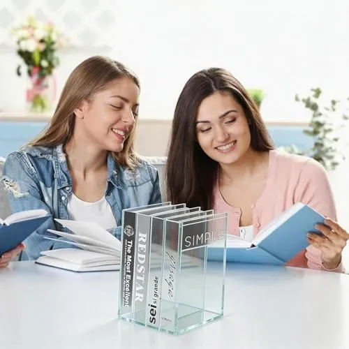 6er-Pack weiße Acryl-Buchstützen – rutschfest, stabil und leicht zu reinigen – ideal für Kinder, Schule und Büro (6, Weiß) (Transparentweiß)
