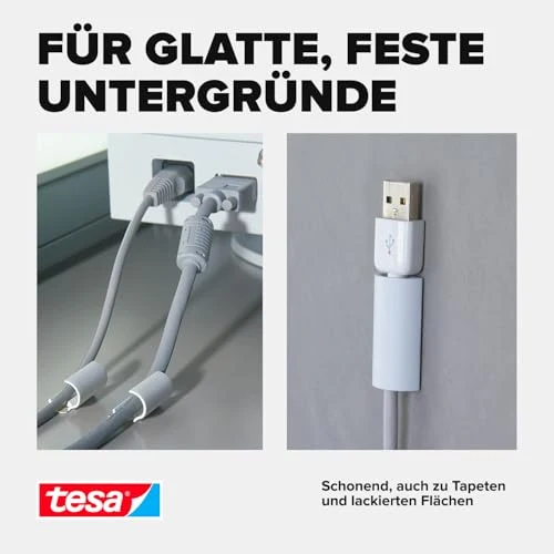 tesa Powerstrips Kabelclip - 1 x 5 Clips - Weiß