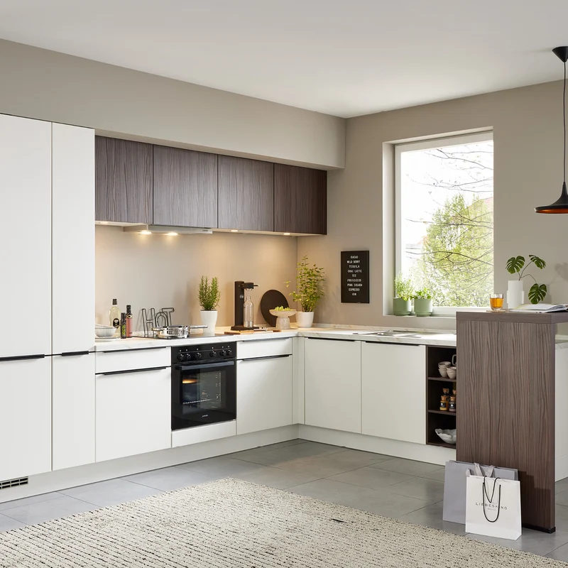 Culineo L-Küche C187 modern in Weiß – Küchenstudio FREY