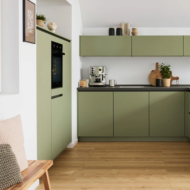 Culineo L-Küche C357 in Olive – Küchenstudio FREY