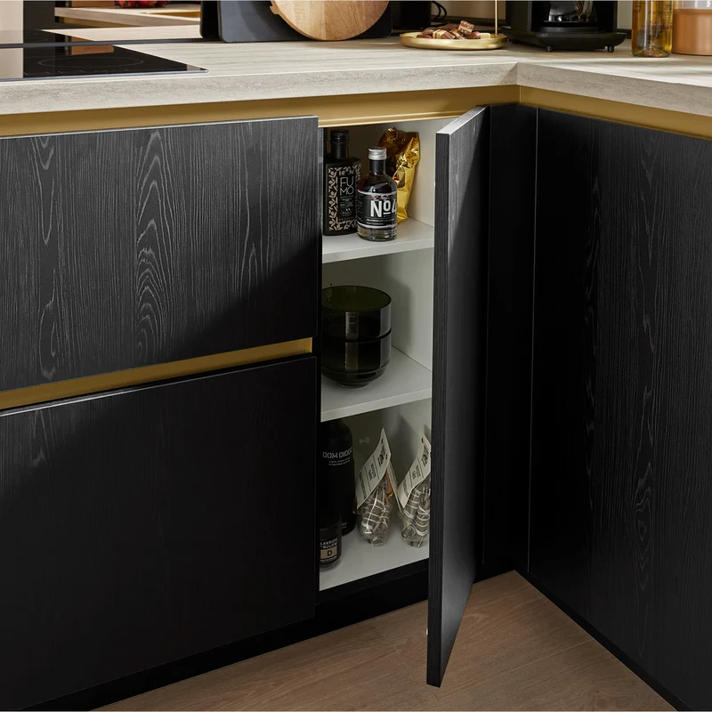 Culineo L-Küche C382 modern in Schwarz – Küchenstudio FREY