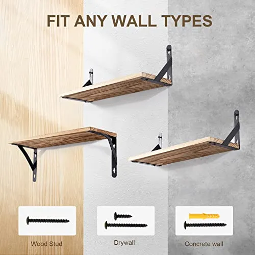 AGM Wandregal Holz, Regal Wand 2er Set, Dekorativ Regale für Wände, Tiefe 15cm, Länge 42.5cm Wandboard für Wohnzimmer, Schlafzimmer, Badezimmer, Küche, Büro
