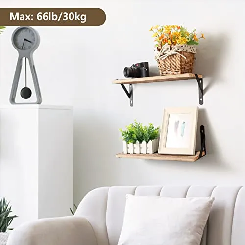 AGM Wandregal Holz, Regal Wand 2er Set, Dekorativ Regale für Wände, Tiefe 15cm, Länge 42.5cm Wandboard für Wohnzimmer, Schlafzimmer, Badezimmer, Küche, Büro