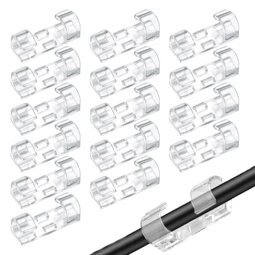 120 Stück selbstklebende Kabelklemmen, runder Kabelhalter, Kabelorganisator, Kabelklemme Wandmontage Kunststoff mit selbstklebenden Pads für Büro Zuhause Auto Schreibtisch Kabel (transparent)