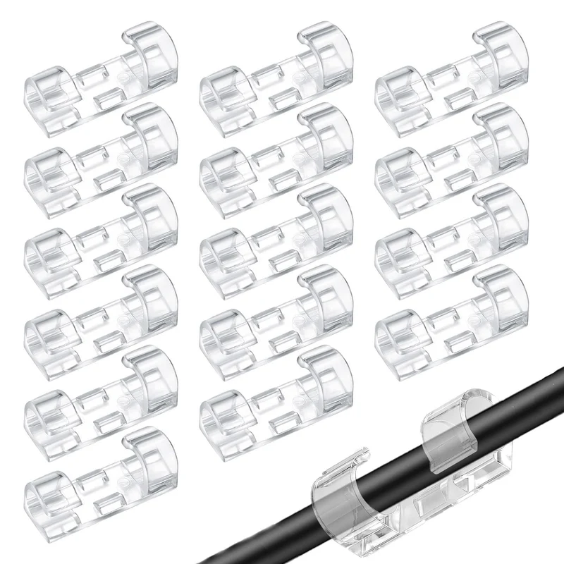 120 Stück selbstklebende Kabelklemmen, runder Kabelhalter, Kabelorganisator, Kabelklemme Wandmontage Kunststoff mit selbstklebenden Pads für Büro Zuhause Auto Schreibtisch Kabel (transparent)
