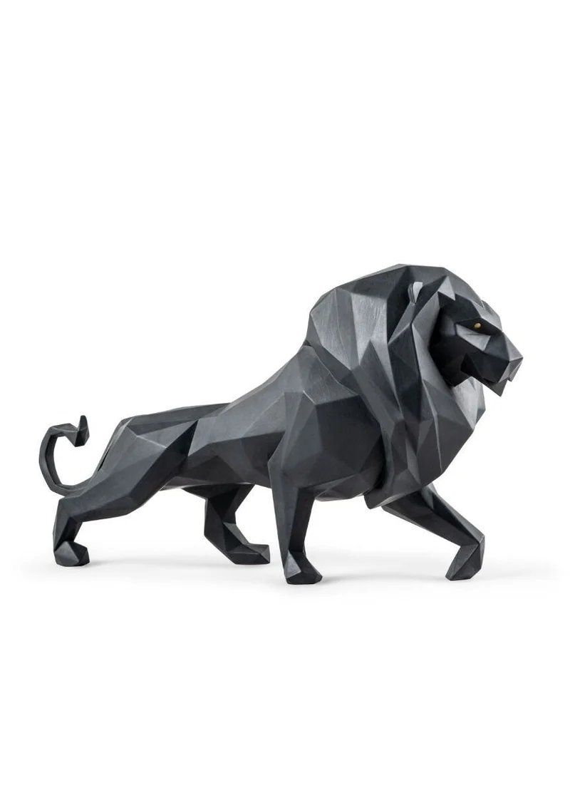 LLADRO® Löwen-Skulptur. Mattschwarz, 25x48cm 01009746