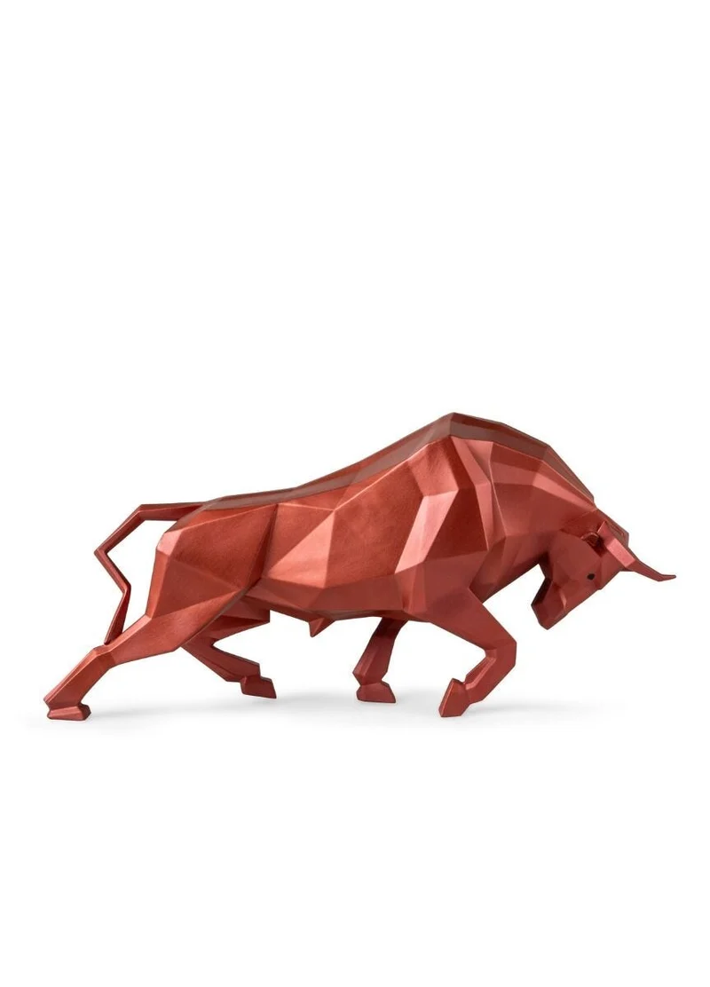 LLADRO® Bull Sculpture. Metallic red, 24x50cm 01009729