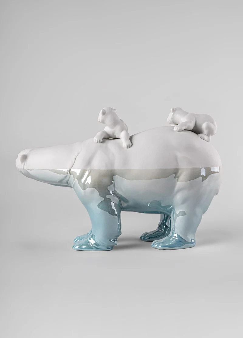 LLADRO® Bärenmama und Babys - Underwater - Skulptur, 25x39cm 01009740