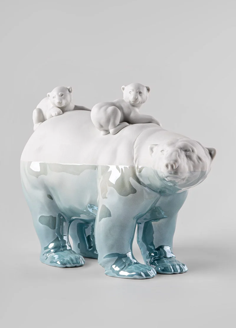 LLADRO® Bärenmama und Babys - Underwater - Skulptur, 25x39cm 01009740