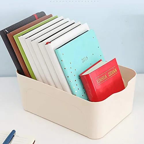 VIDOO S/M/L Größe multifunktionale Aufbewahrungsbox Kunststoff Aufbewahrungskörbe Kleidung Spielzeug Sundries Container Desktop Bücher Dateien Dokumente Organizer - Weiß - S
