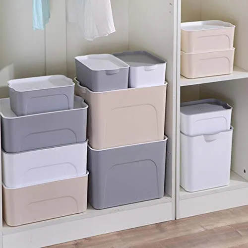 VIDOO S/M/L Größe multifunktionale Aufbewahrungsbox Kunststoff Aufbewahrungskörbe Kleidung Spielzeug Sundries Container Desktop Bücher Dateien Dokumente Organizer - Weiß - S