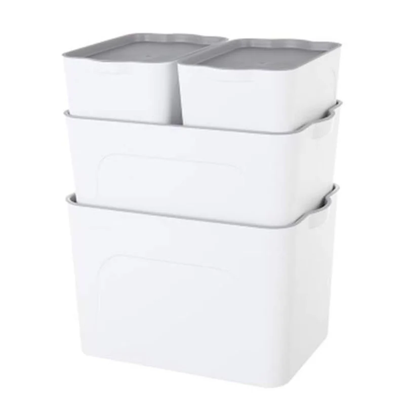 VIDOO S/M/L Größe multifunktionale Aufbewahrungsbox Kunststoff Aufbewahrungskörbe Kleidung Spielzeug Sundries Container Desktop Bücher Dateien Dokumente Organizer - Weiß - S