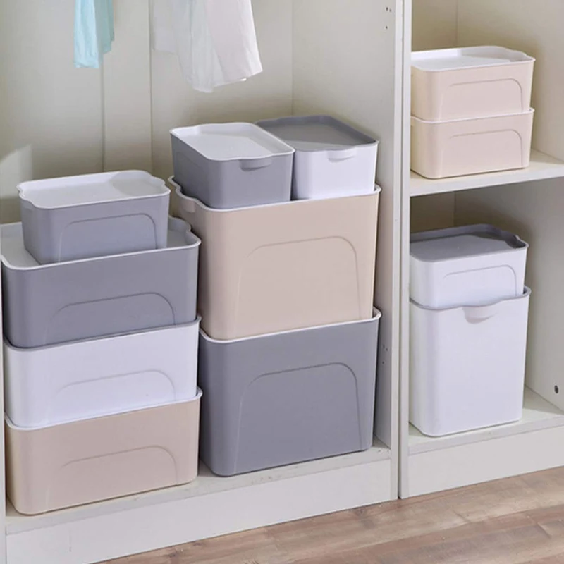 VIDOO S/M/L Größe multifunktionale Aufbewahrungsbox Kunststoff Aufbewahrungskörbe Kleidung Spielzeug Sundries Container Desktop Bücher Dateien Dokumente Organizer - Weiß - S