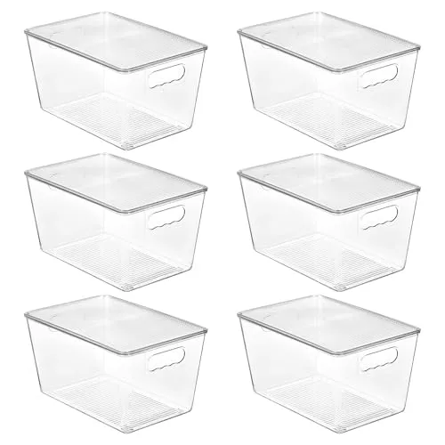 Vtopmart 6 Stück Aufbewahrungsboxen mit Deckel, Ordnungsboxen Stapelboxen-L