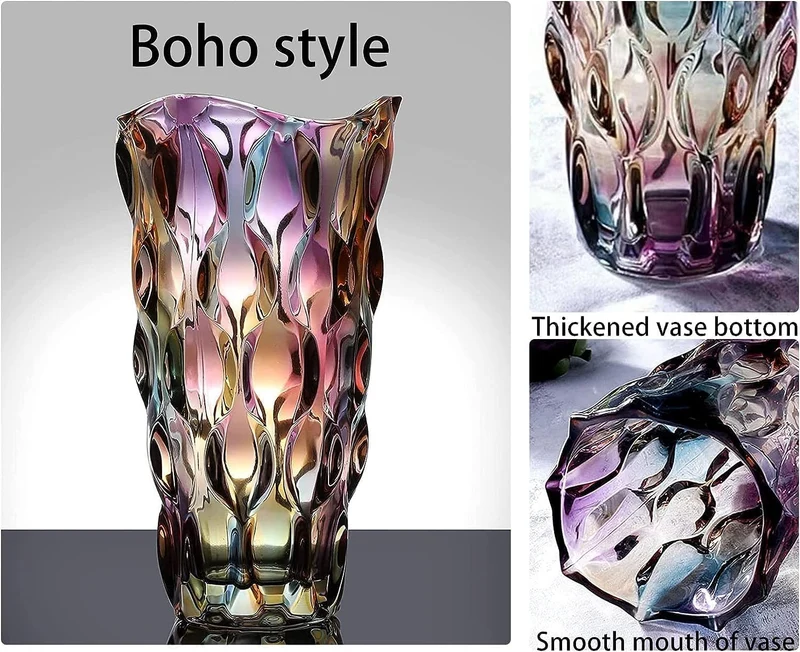 CEMABT 24 cm Blumenvase 3.4 lbs Thickened Vase für Tulpen- Geschenke für Mama zum Geburtstag,Geschenkideen Mutter Glasvase für Blumen Klarglasvase Dekorativ für Hochzeiten(Farbig Akzentuieren)