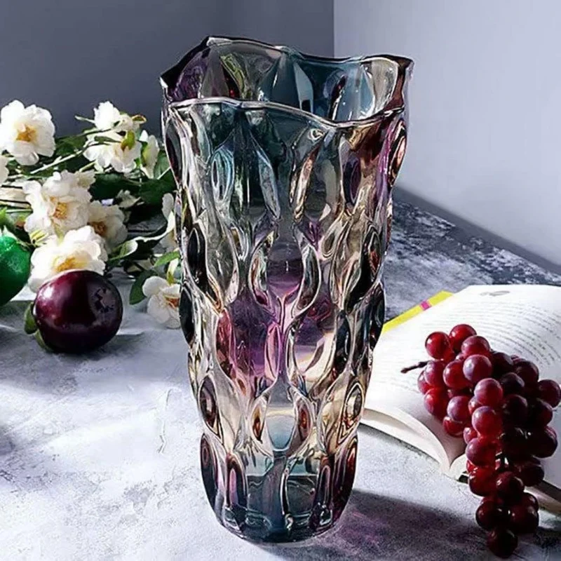 CEMABT 24 cm Blumenvase 3.4 lbs Thickened Vase für Tulpen- Geschenke für Mama zum Geburtstag,Geschenkideen Mutter Glasvase für Blumen Klarglasvase Dekorativ für Hochzeiten(Farbig Akzentuieren)