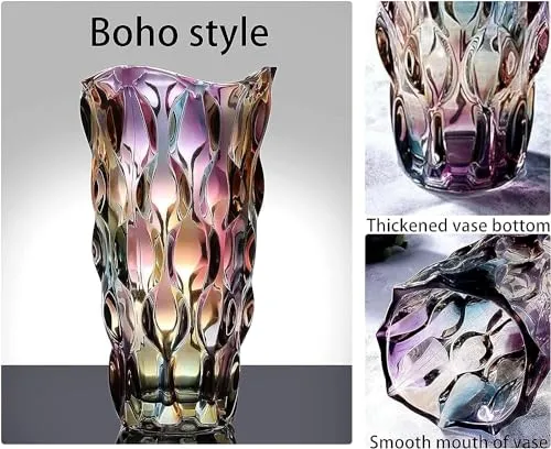 CEMABT 24 cm Blumenvase 3.4 lbs Thickened Vase für Tulpen- Geschenke für Mama zum Geburtstag,Geschenkideen Mutter Glasvase für Blumen Klarglasvase Dekorativ für Hochzeiten(Farbig Akzentuieren)