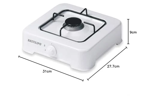 Bastilipo CG-100 Butan- oder Propan-Gaskocher, 1,9 W, Stahlgestell mit doppelter Emaille, Weiß