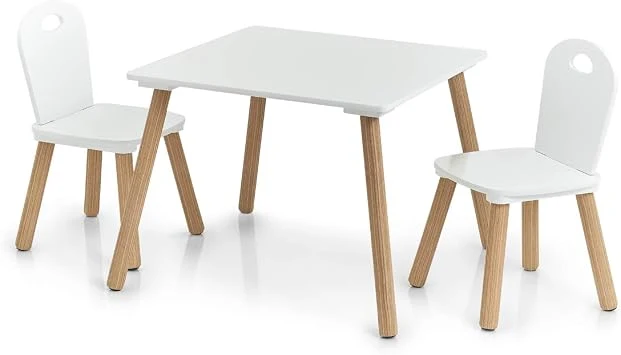 Zeller Kinder-Sitzgarnitur Scandi, 3-TLG, Holz, Tisch: 55x55x43,5 cm Stuhl: 28x28x50 cm 13501
