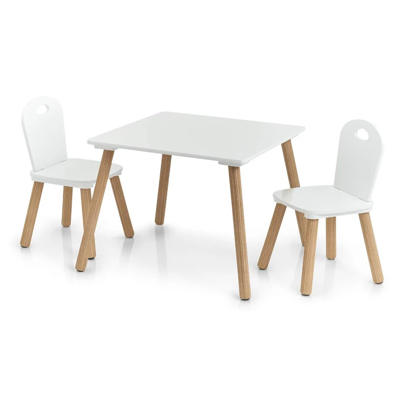 Zeller Kinder-Sitzgarnitur Scandi, 3-TLG, Holz, Tisch: 55x55x43,5 cm Stuhl: 28x28x50 cm 13501