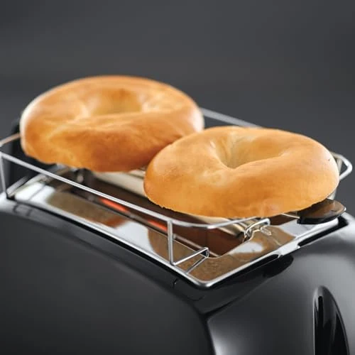 Russell Hobbs Toaster [für 2 Scheiben] Textures+ (extra breite Toastschlitze, inkl. Brötchenaufsatz & integrierte Toast-Zange, 6 Bräunungsstufen + Auftau- & Aufwärmfunktion, 850W) 22601-56