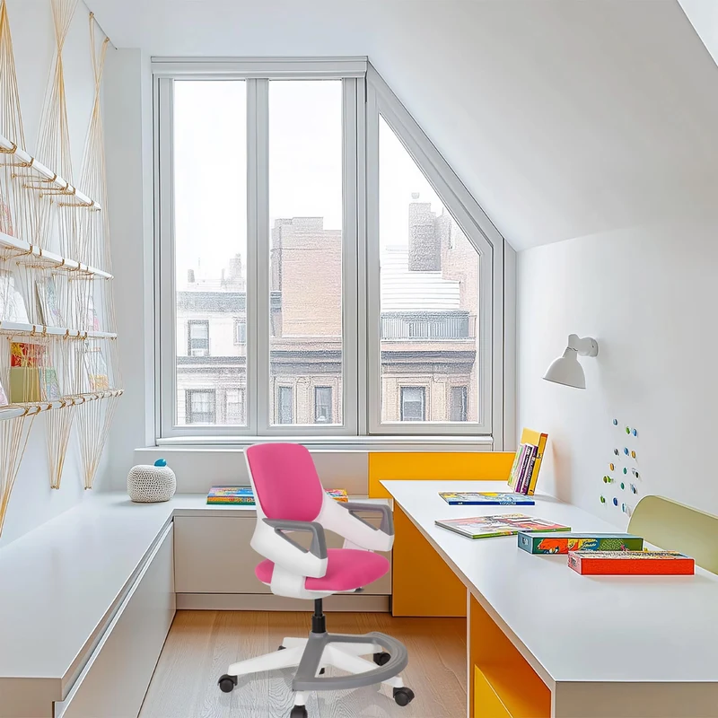 hjh OFFICE Kinder- & Jugendstuhl Kid Flex – Mitwachsender Drehstuhl mit Verstellbarer Rückenlehne, individuell anpassbar, 4–14 Jahre, Rosa