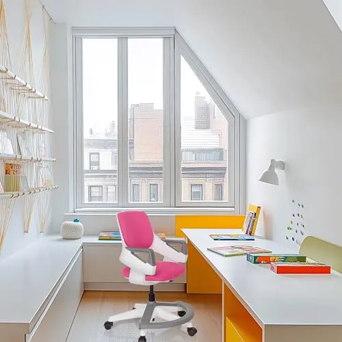 hjh OFFICE Kinder- & Jugendstuhl Kid Flex – Mitwachsender Drehstuhl mit Verstellbarer Rückenlehne, individuell anpassbar, 4–14 Jahre, Rosa