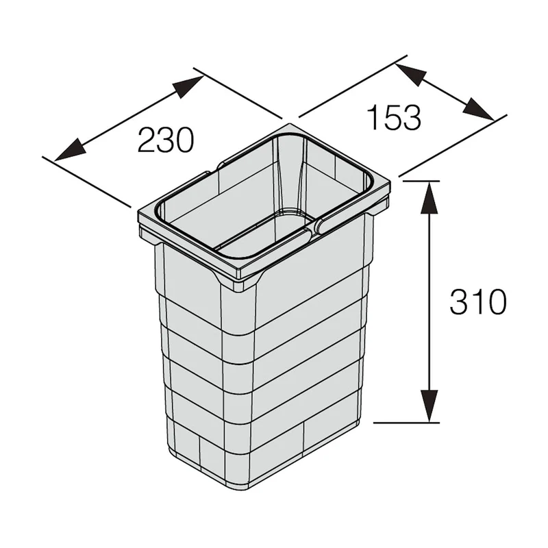 SOTECH eins2vier Abfallsammler Höhe: 310 mm Volumen 8 Liter 153 x 230 mm