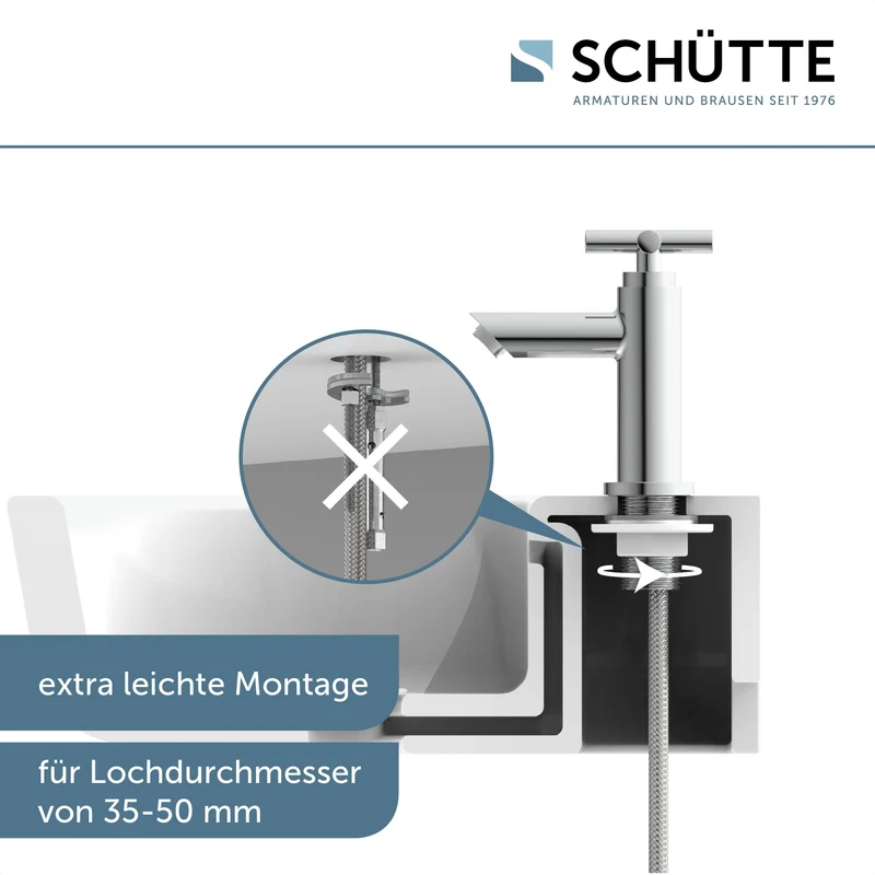 Schütte Kaltwasserhahn MATAO, Kaltwasser Armatur für das Bad, Wasserhahn Bad nur für Kaltwasser, Standventil mit schickem Kreuzgriff, 37956